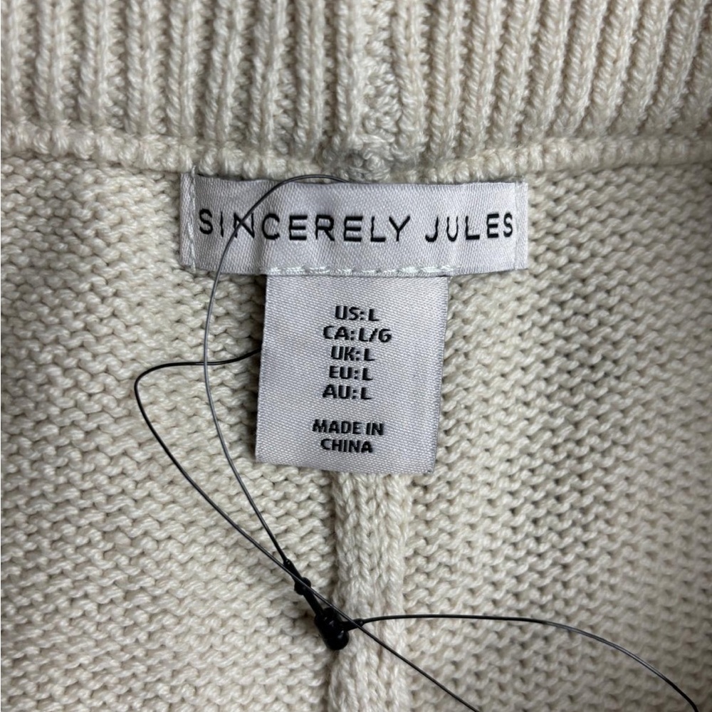 Sincerely Jules Knit Wide Leg Pants Cream Lounge Cozy High Rise Size L NWT - Picture 3 of 5